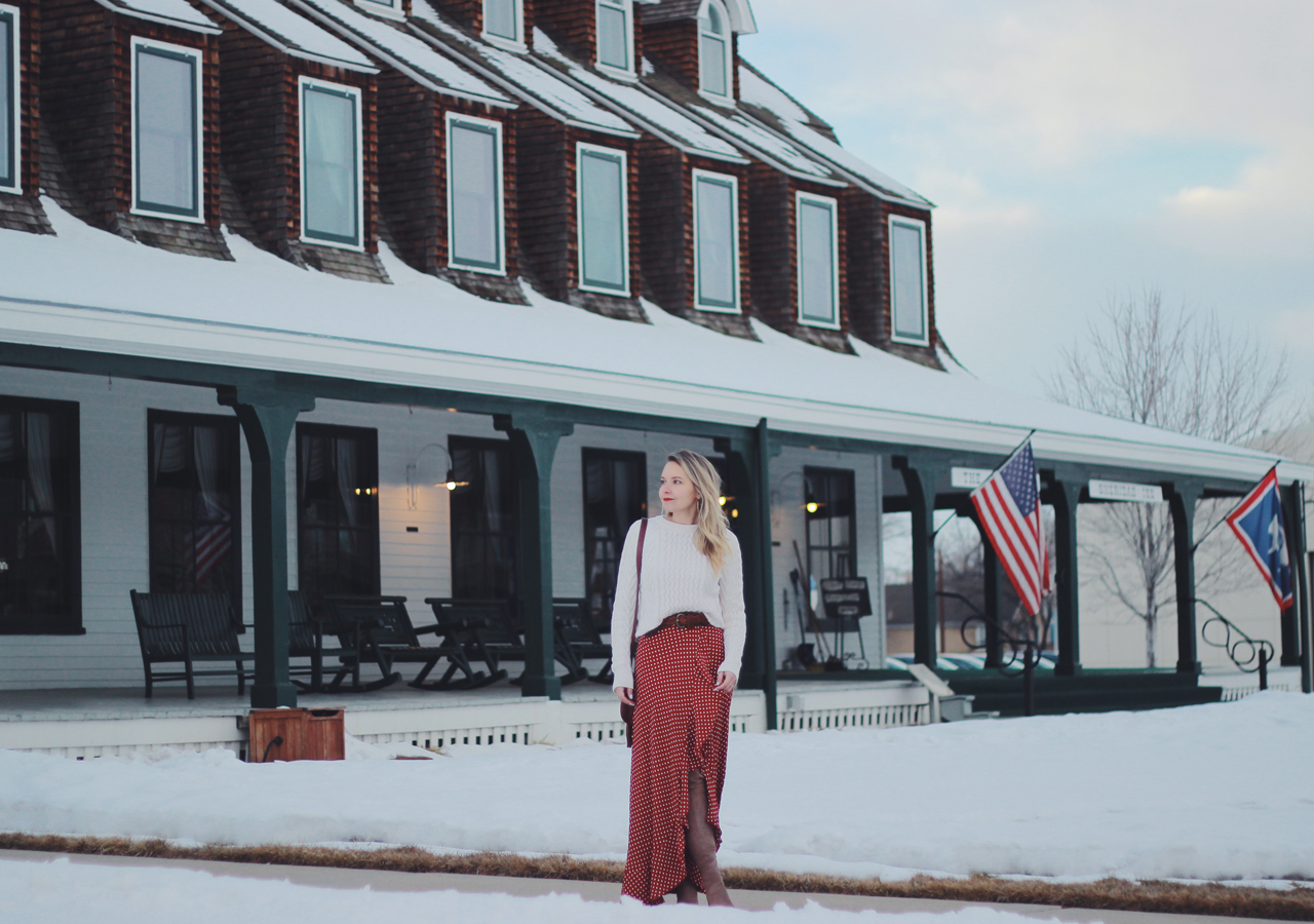 The Steele Maiden: Historic Sheridan Inn Wyoming, Anthropologie Red Ruffle Maxi Skirt