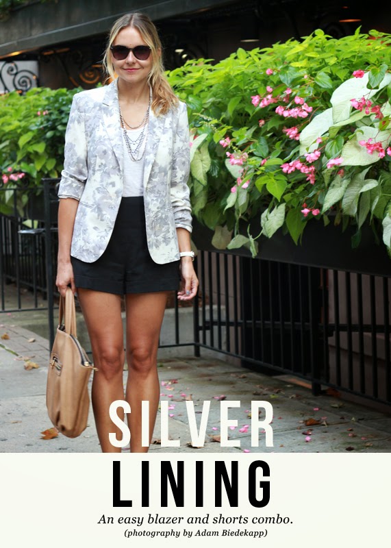 The Steele Maiden: Floral Blazer and Silver Pumps
