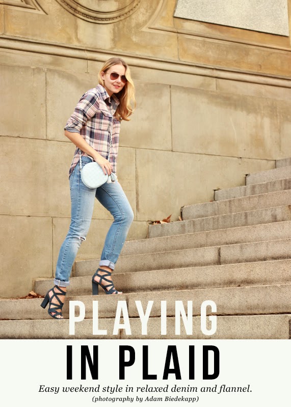 The Steele Maiden: Paige Denim Plaid Shirt and French Connection Cutout Heels