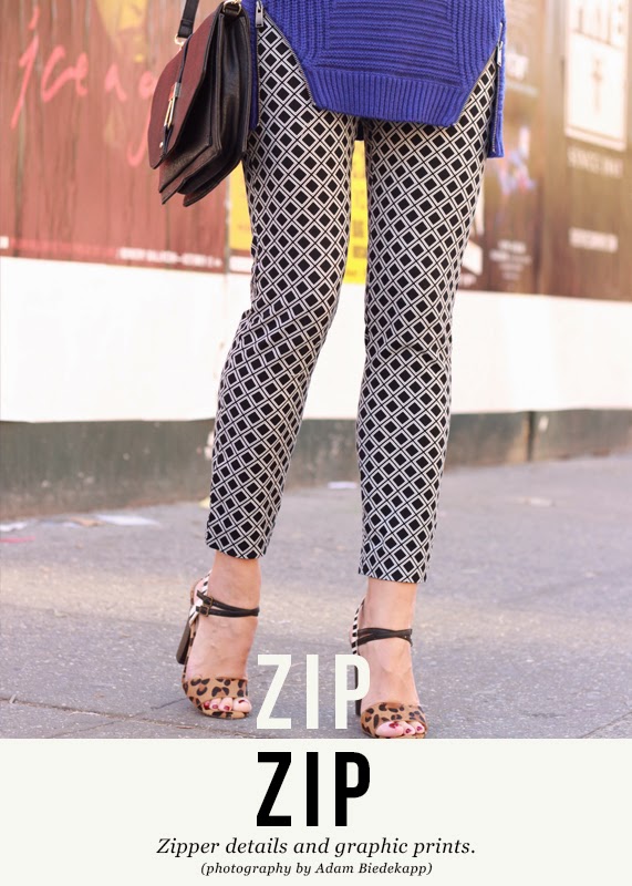 The Steele Maiden: Zipper detail sweater and Old Navy printed pixie pants