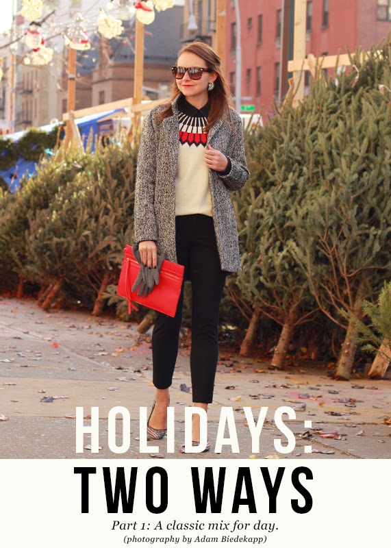 The Steele Maiden: Holiday Outfit Talbots Fair Isle Sweater Tweed Pumps