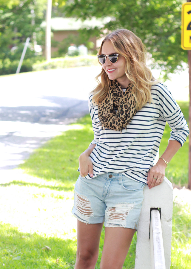 STRIPED TEE AND LEOPARD PRINT SCARF – The Steele Maiden