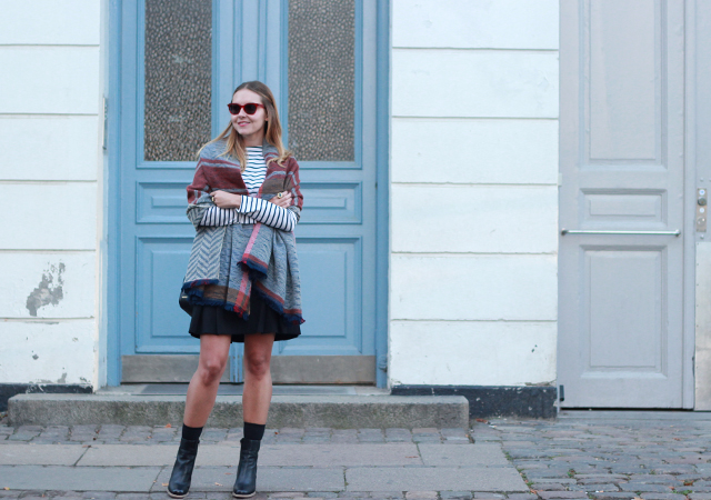Copenhagen: Sole Society Plaid Wrap and Stacked heel booties