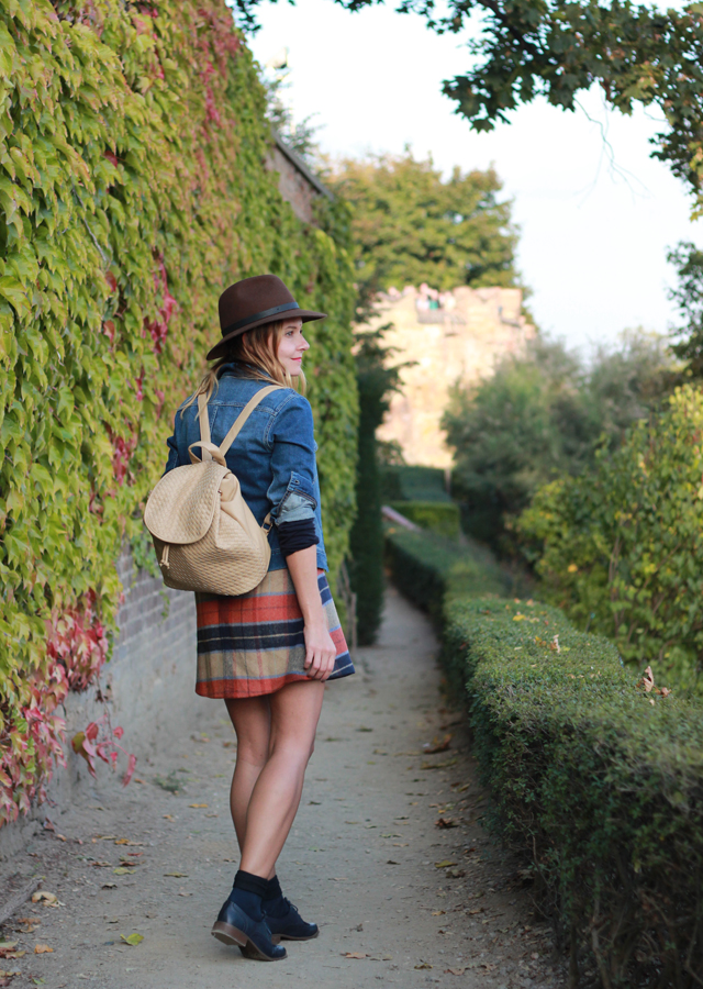 Prague day to night with Ruche: plaid skirt and floral date night dress