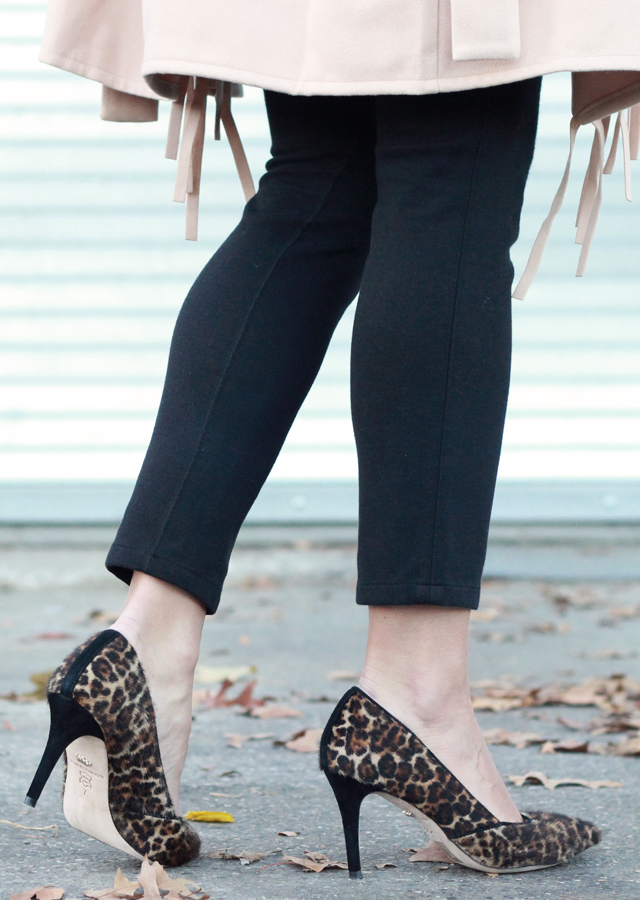 Fringe statement coat and haircalf leopard heels
