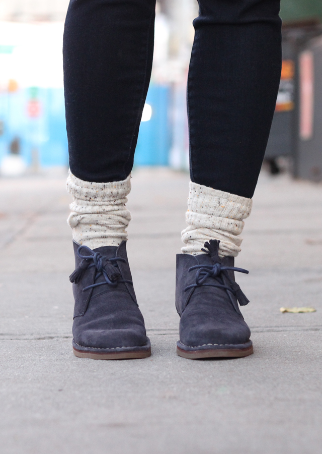 Socks and suede Hush Puppies boots