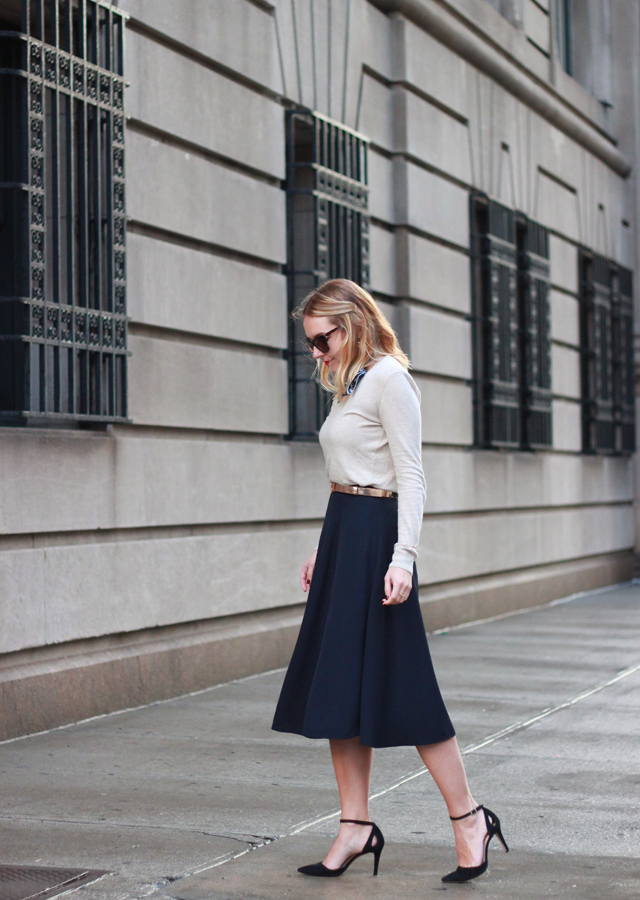 OFFICE STYLE: MIDI SKIRT AND NECK SCARF - The Steele Maiden