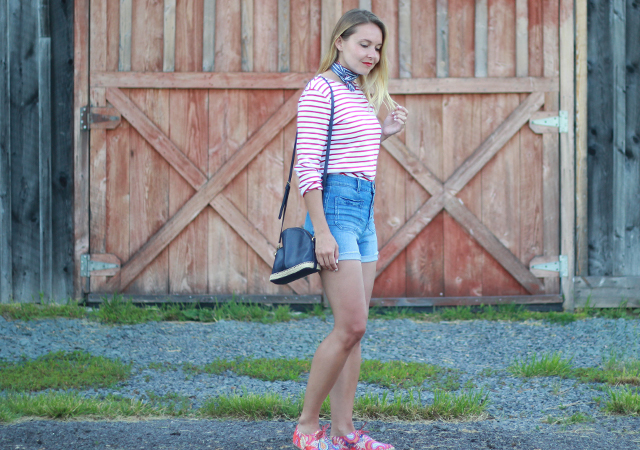 Fourth of July Outfit Idea - Madewell denim shorts and stripes