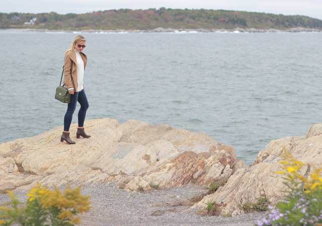 Visiting Portland Head Light in Cape Elizabeth Maine wearing Talbots fall layers