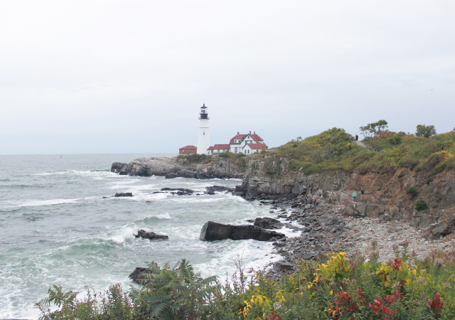 Visiting Portland Head Light in Cape Elizabeth Maine wearing Talbots fall layers