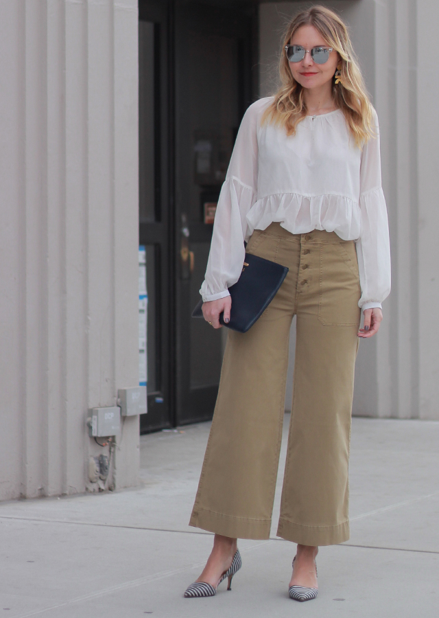 The Steele Maiden: Spring trends - wide leg chinos and bell sleeves