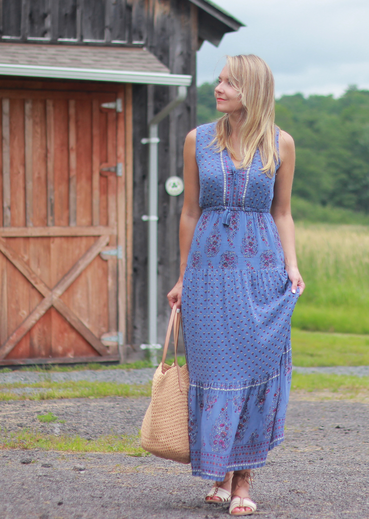 The Steele Maiden: Summer in the Country - Old Navy Floral Maxi Dress and Lace-Up Sandals