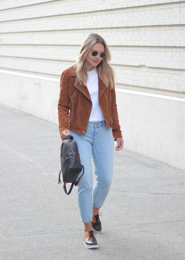 Fall Wardrobe Staples - Suede Moto Jacket, Boyfriend Jeans and Leather ...