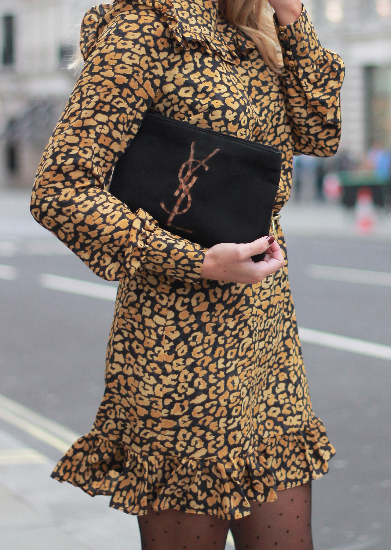 The Steele Maiden: London Night Out Style - Leopard Ruffle Dress, Fisherman's Cap and Patent Booties