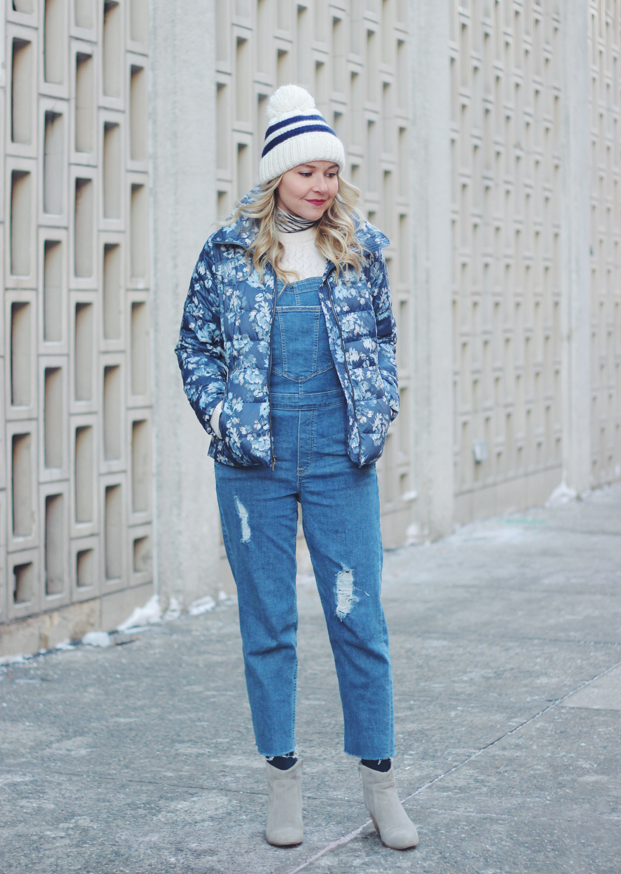 The Steele Maiden: Casual Winter Layers - Floral Puffer Jacket