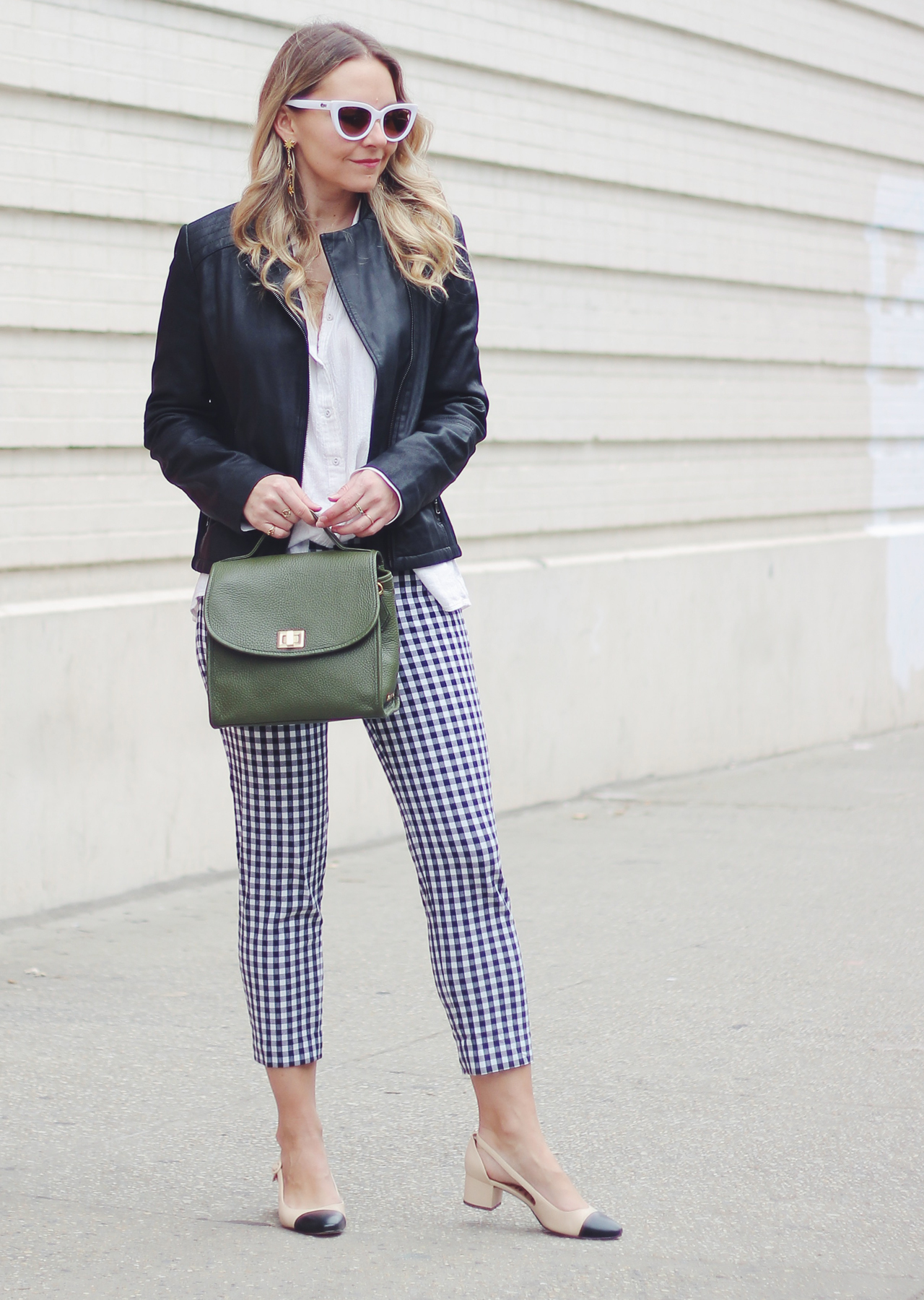 GINGHAM PANTS AND LEATHER MOTO JACKET – The Steele Maiden